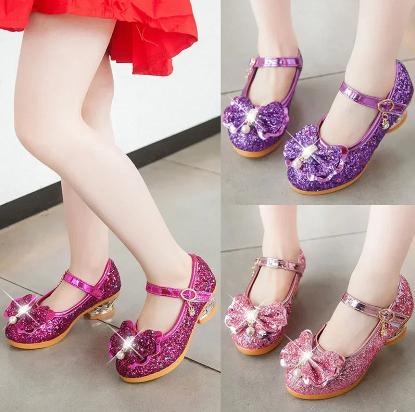 Girls High Heel Princess Dance Sandals