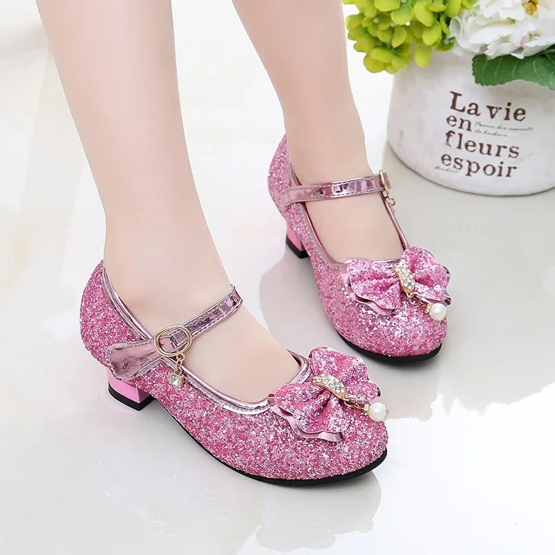 Girls High Heel Princess Dance Sandals