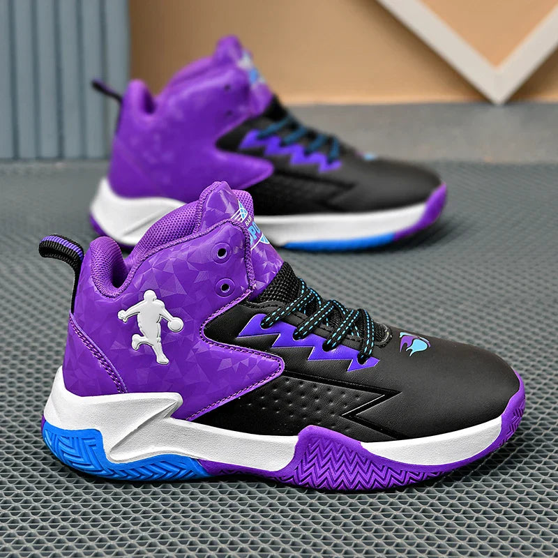 CT-2036 Kids High-Top Leather Basketball Shoes