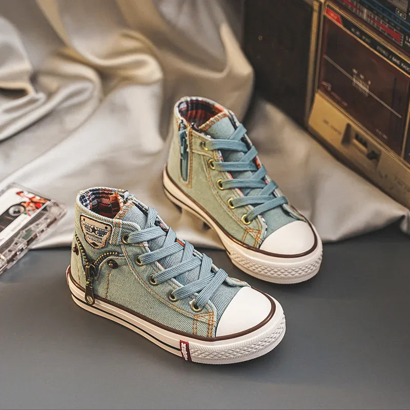 Kids High-Top Canvas Graffiti Sneakers