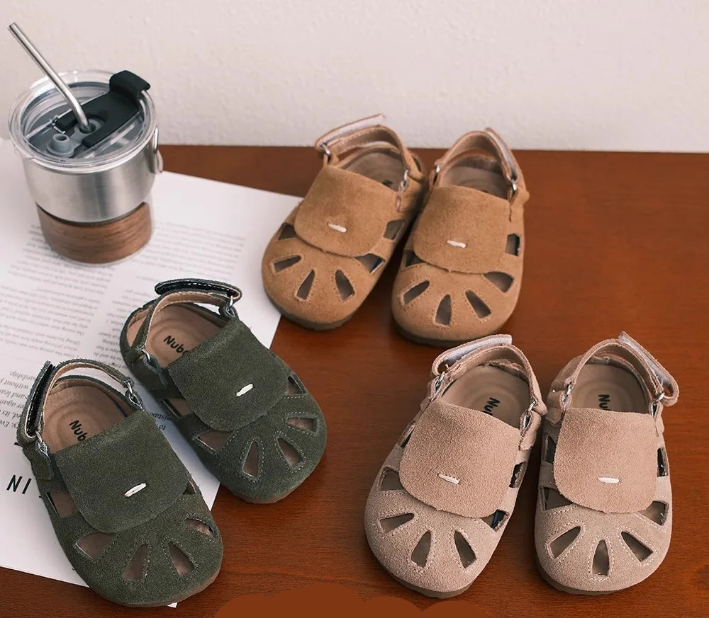 Summer Nubuck Leather Kids Sandals - Stylish & Comfortable Footwear