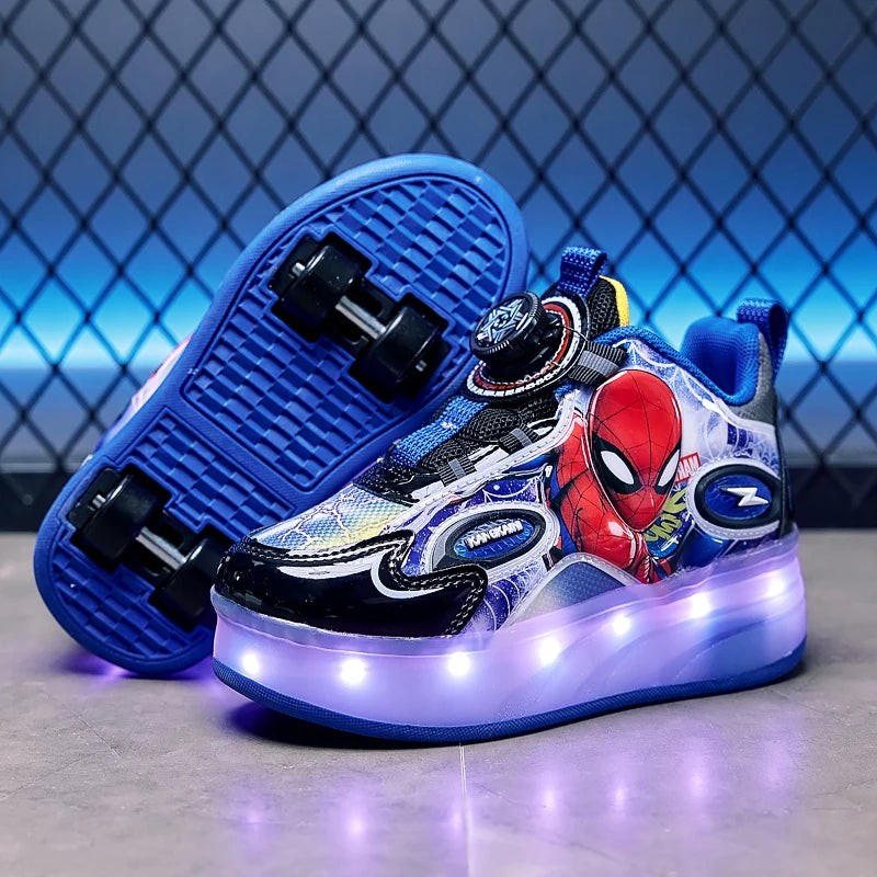 Disney Spider-Man Two Wheels Children's Led Light Roller Skate Shoes
