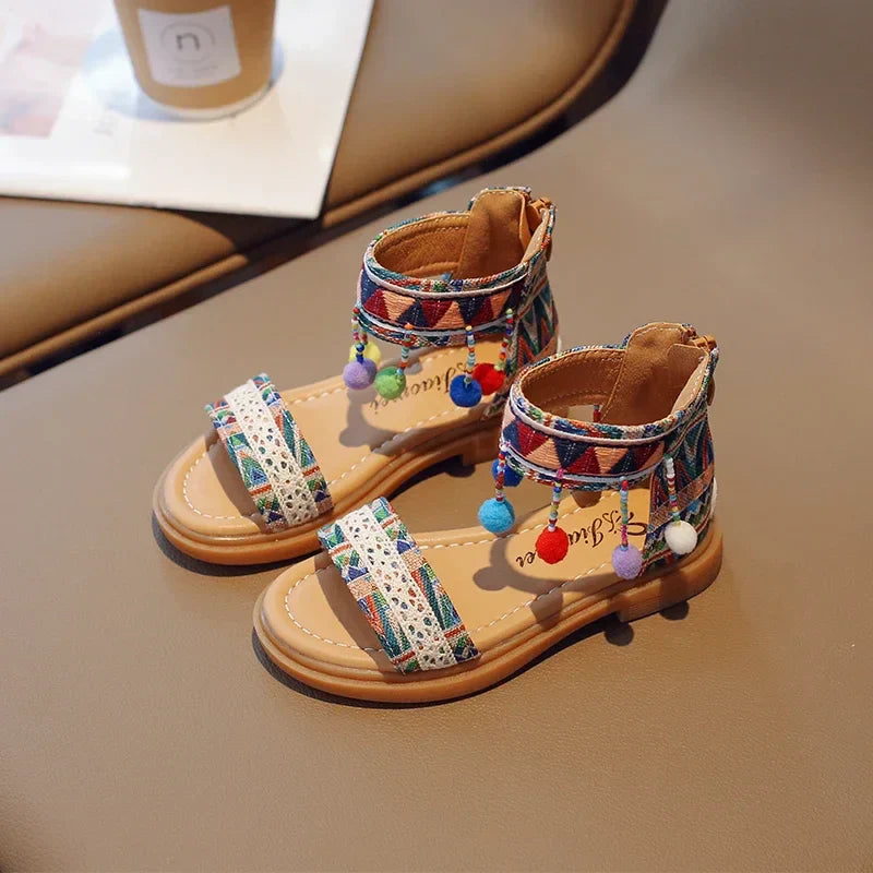 JGSHOWKITO Ethnic Style Gladiator Sandals for Girls 4-6Y