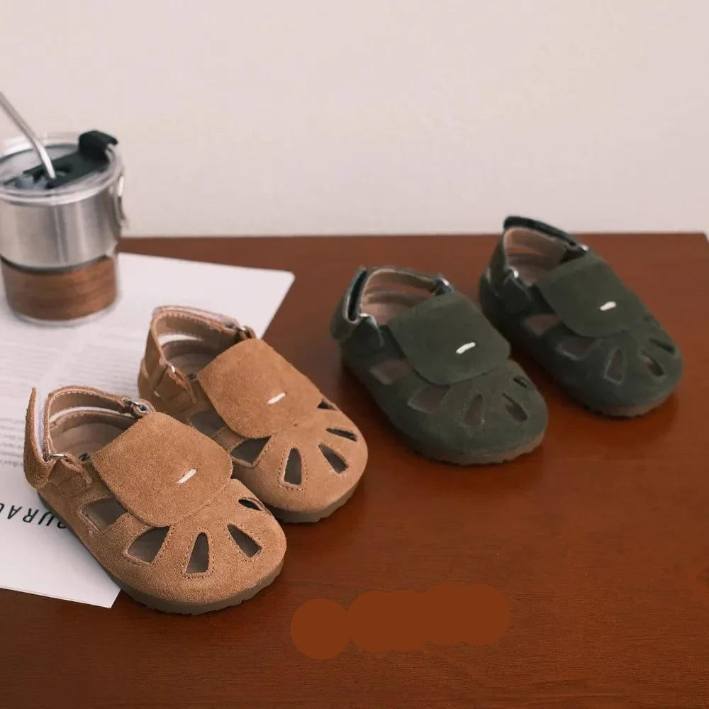 Summer Nubuck Leather Kids Sandals - Stylish & Comfortable Footwear