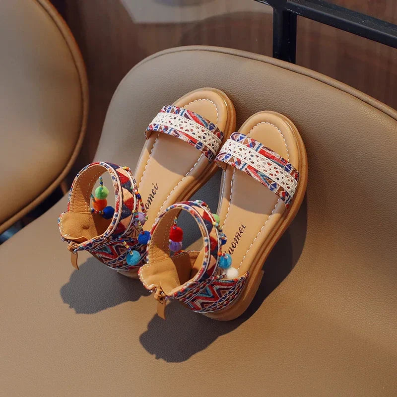 JGSHOWKITO Ethnic Style Gladiator Sandals for Girls 4-6Y