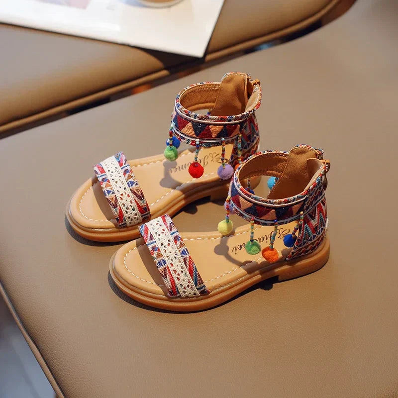 JGSHOWKITO Ethnic Style Gladiator Sandals for Girls 4-6Y