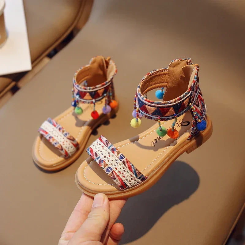 JGSHOWKITO Ethnic Style Gladiator Sandals for Girls 4-6Y