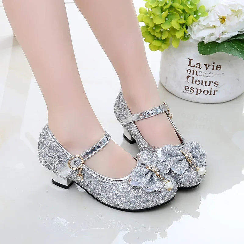 Girls High Heel Princess Dance Sandals