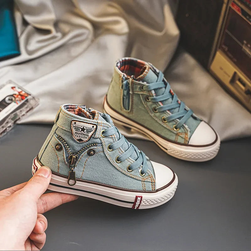 Kids High-Top Canvas Graffiti Sneakers