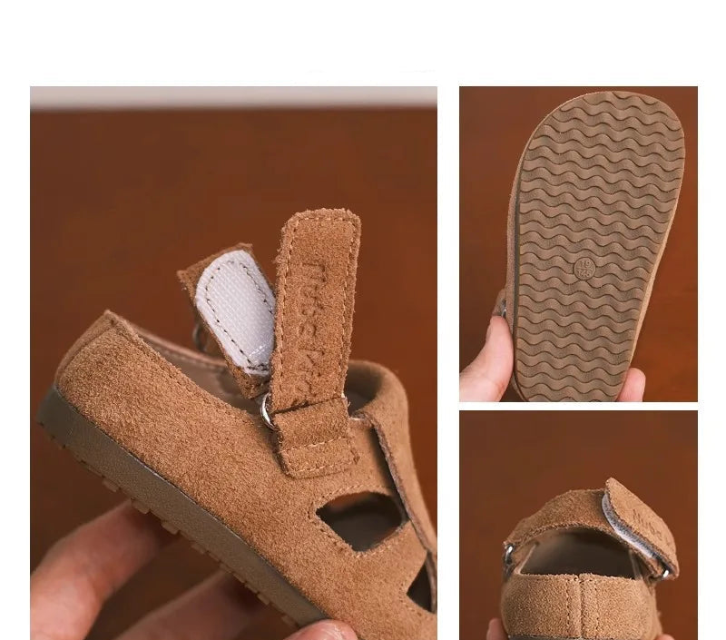 Summer Nubuck Leather Kids Sandals - Stylish & Comfortable Footwear