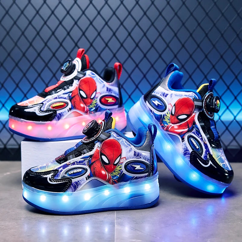 Disney Spider-Man Two Wheels Children's Led Light Roller Skate Shoes
