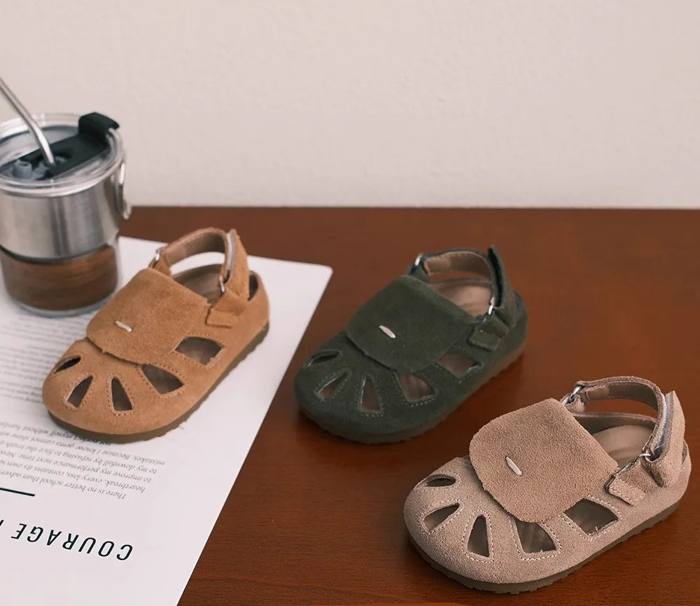 Summer Nubuck Leather Kids Sandals - Stylish & Comfortable Footwear