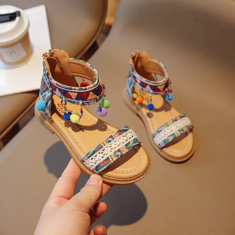 JGSHOWKITO Ethnic Style Gladiator Sandals for Girls 4-6Y