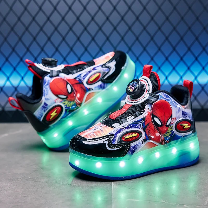 Disney Spider-Man Two Wheels Children's Led Light Roller Skate Shoes