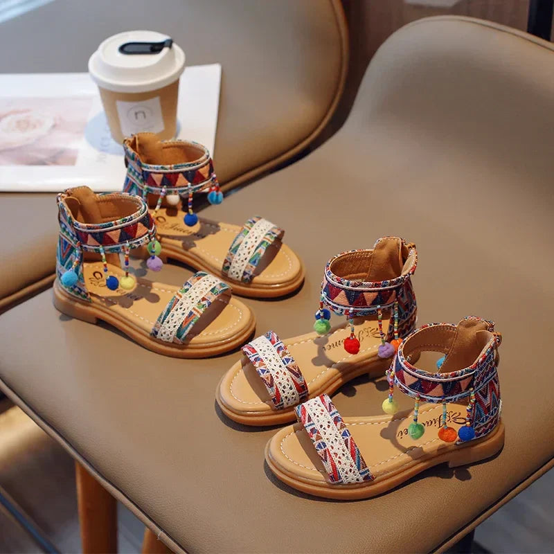 JGSHOWKITO Ethnic Style Gladiator Sandals for Girls 4-6Y